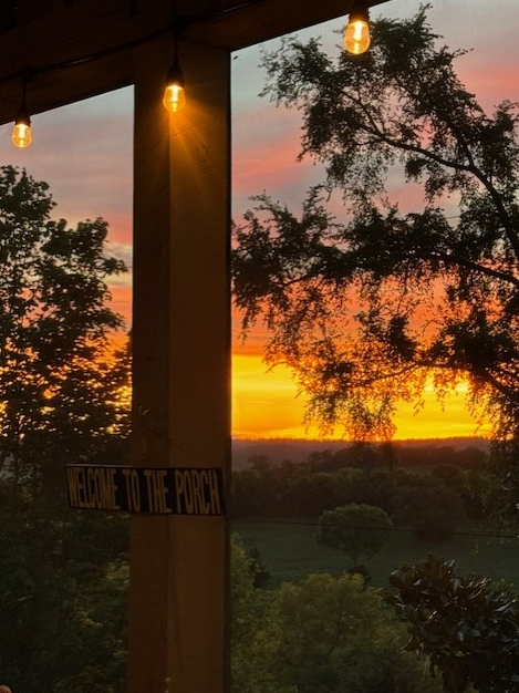 Darling Hill Retreat cabin at golden hour